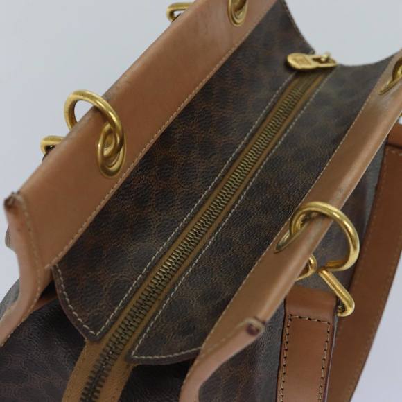 CELINE Macadam Canvas Hand Bag PVC Leather Brown Gold Auth 87901 - Picture 6 of 16